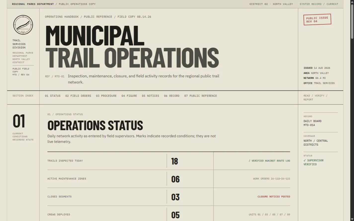 Desktop review frame for Municipal Trail Operations
