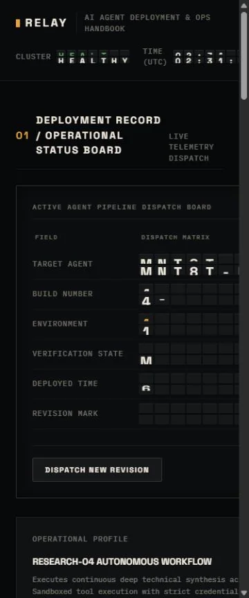 Mobile benchmark review frame for RELAY — AI Agent Deployment & Operations Handbook