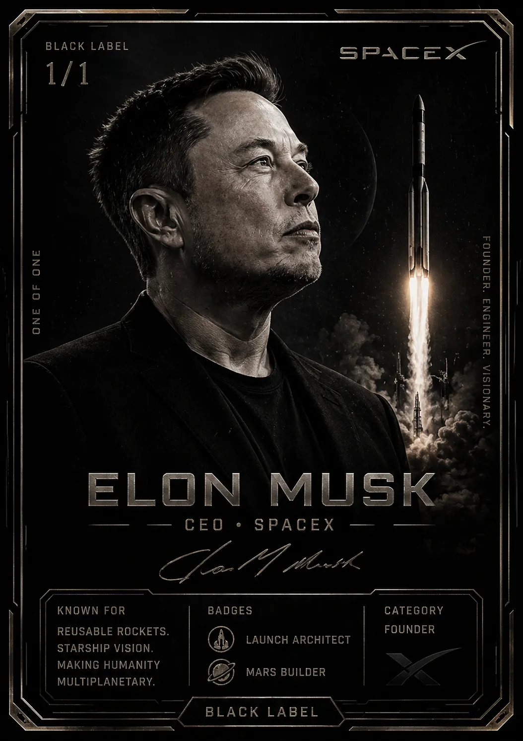 Elon Musk Black Label from the Lemonteed VRG Cards series