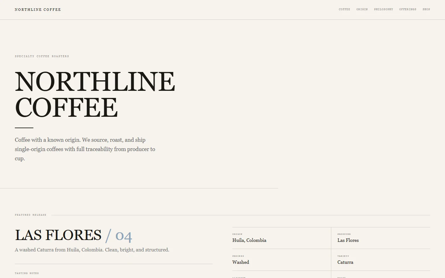Screenshot of Northline Coffee