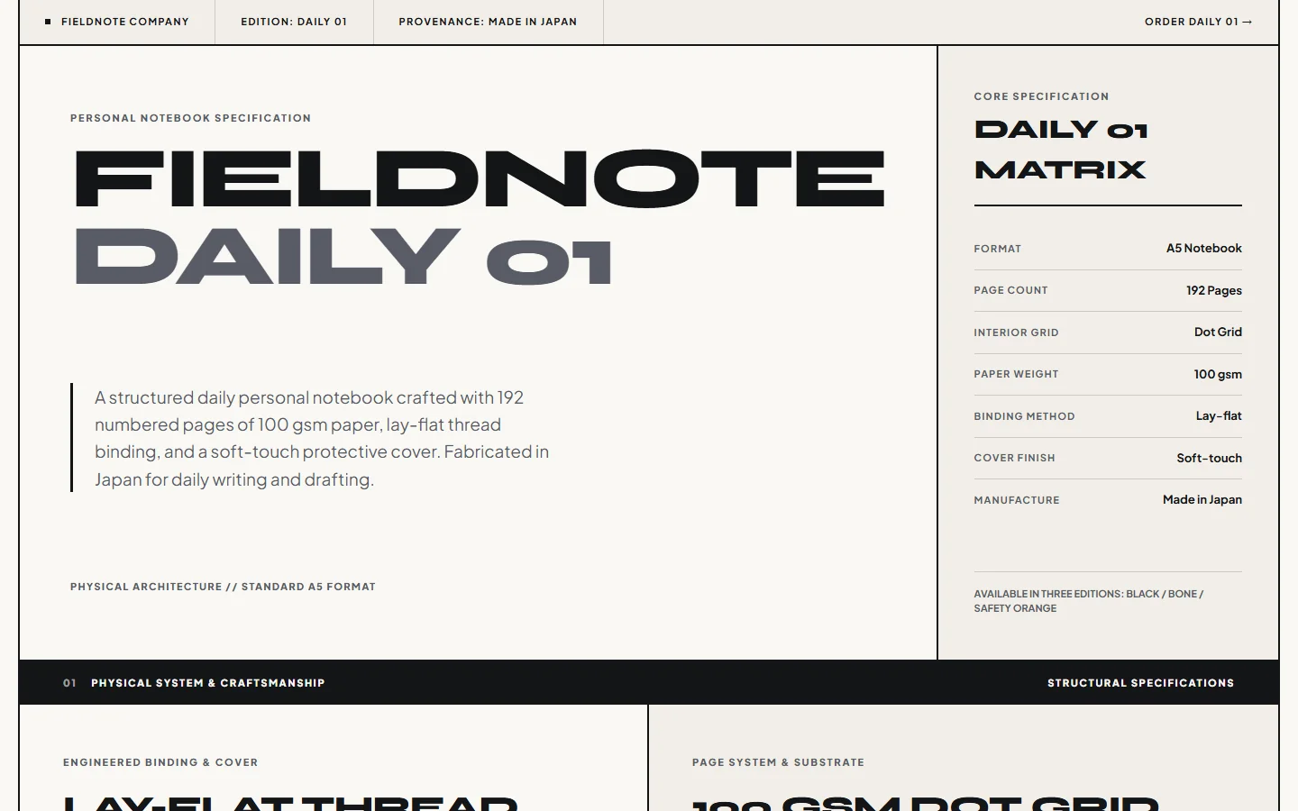 Screenshot of FIELDNOTE / DAILY 01