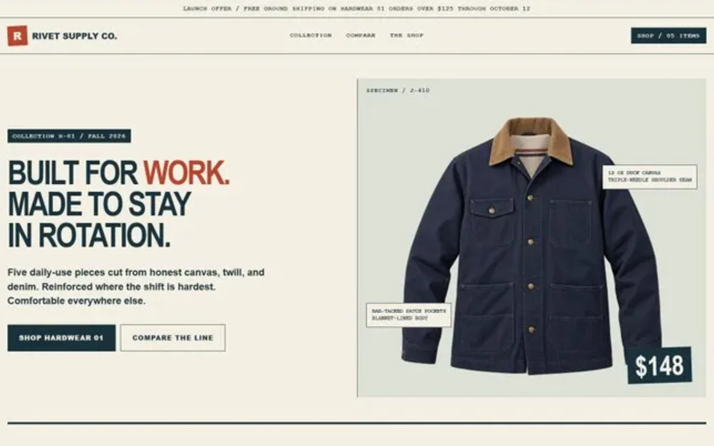 Screenshot of Rivet Supply Co